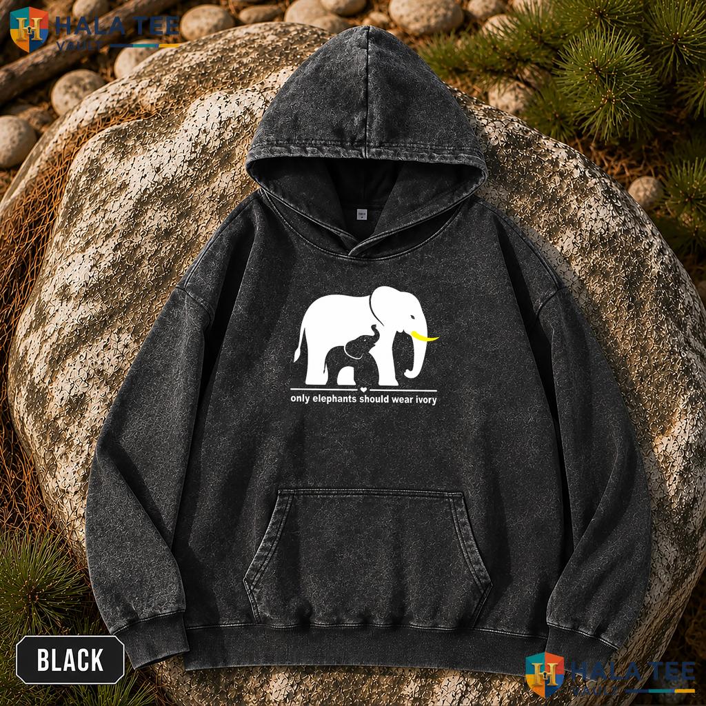Only Elephants Wear Vintage Washed Shirt Ivory Conservation Graphic Lover Apparel