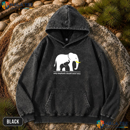 Only Elephants Wear Vintage Washed Shirt Ivory Conservation Graphic Lover Apparel