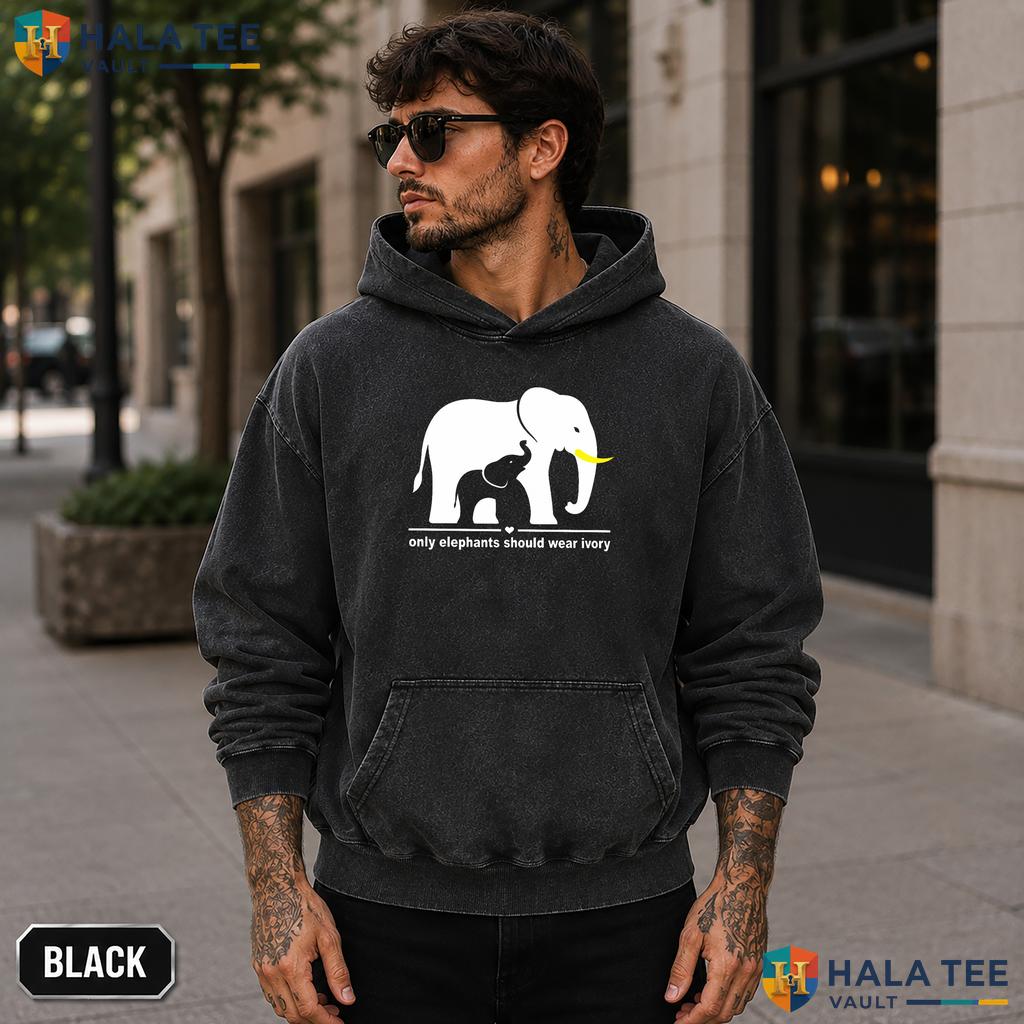 Only Elephants Wear Acid Washed T-Shirt Ivory Conservation Graphic Lover Apparel