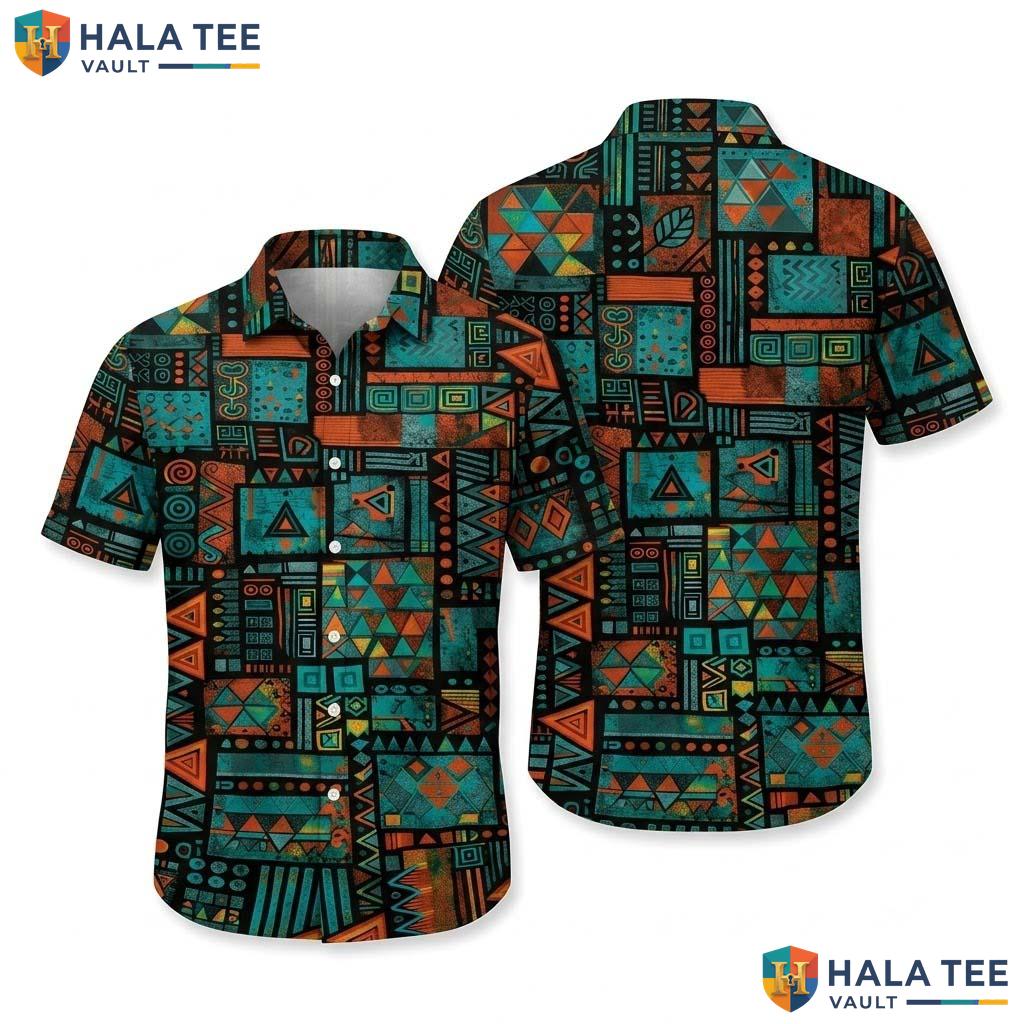 Orange Abstract Funny Hawaiian Shirt Mens Crazy Graphic Vacation Wear
