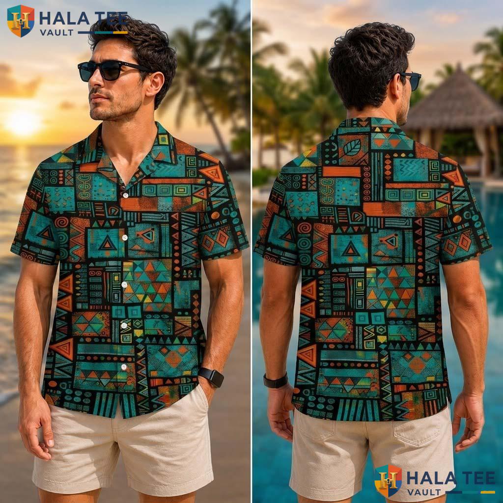 Orange Abstract Funny Tropical Shirt Mens Crazy Graphic Vacation Wear