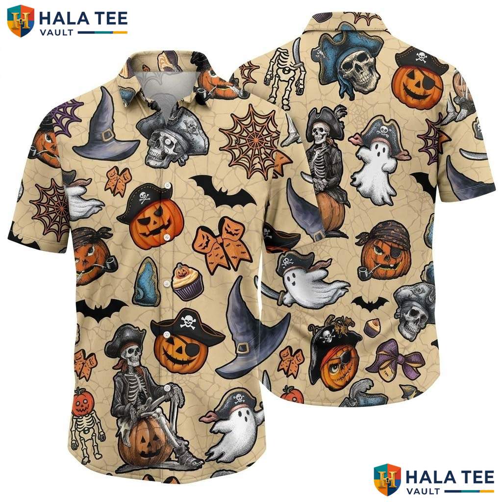 Orange Pirate King Hawaiian Shirt Mens Funny Buccaneer Summer Beach Top