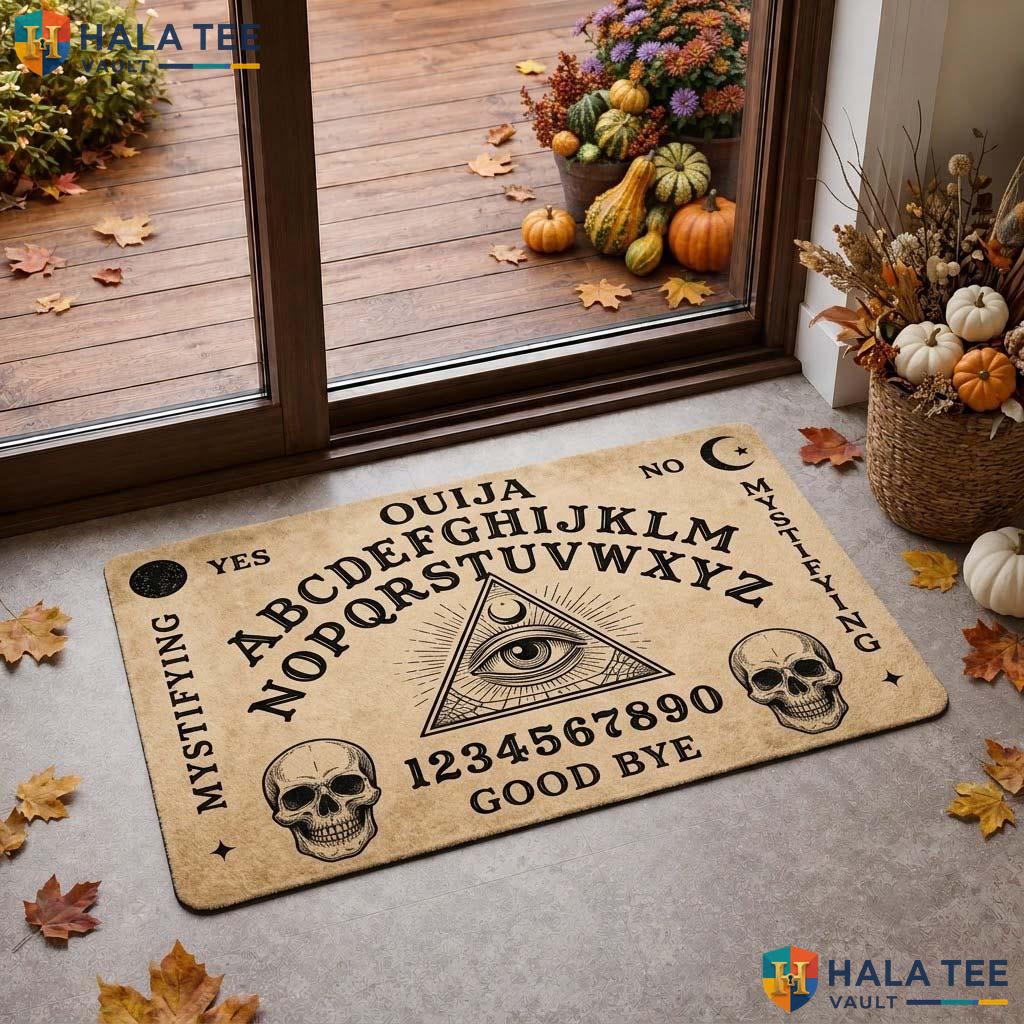 Ouija Board Halloween Doormat Spooky Skull Eye Welcome Mat Vintage Decor
