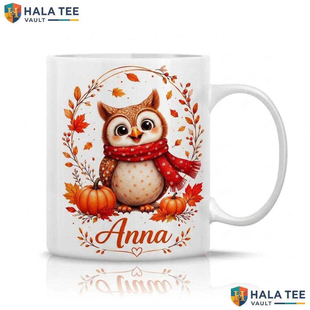 Owl Fall Ghost Thanksgiving Mug Personalized Autumn Ceramic Coffee Cup