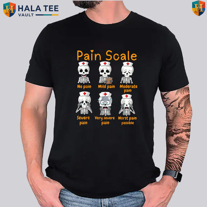 Pain Scale Nurse Skeleton TShirt Cute Trauma Funny Halloween Medical Outfit