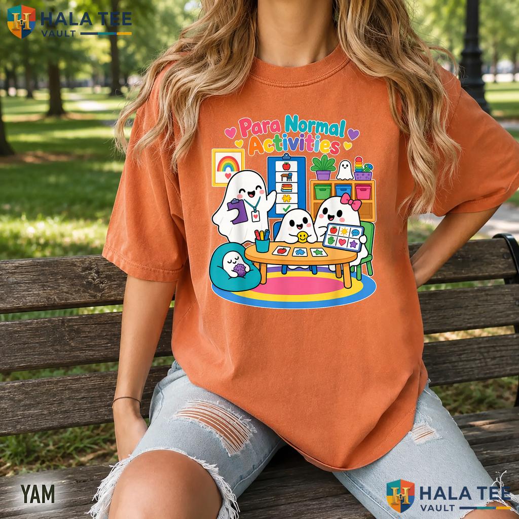 Para Normal Activities Teacher Retro Style T-Shirt Ghost Halloween