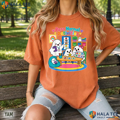 Para Normal Activities Teacher Retro Style T-Shirt Ghost Halloween