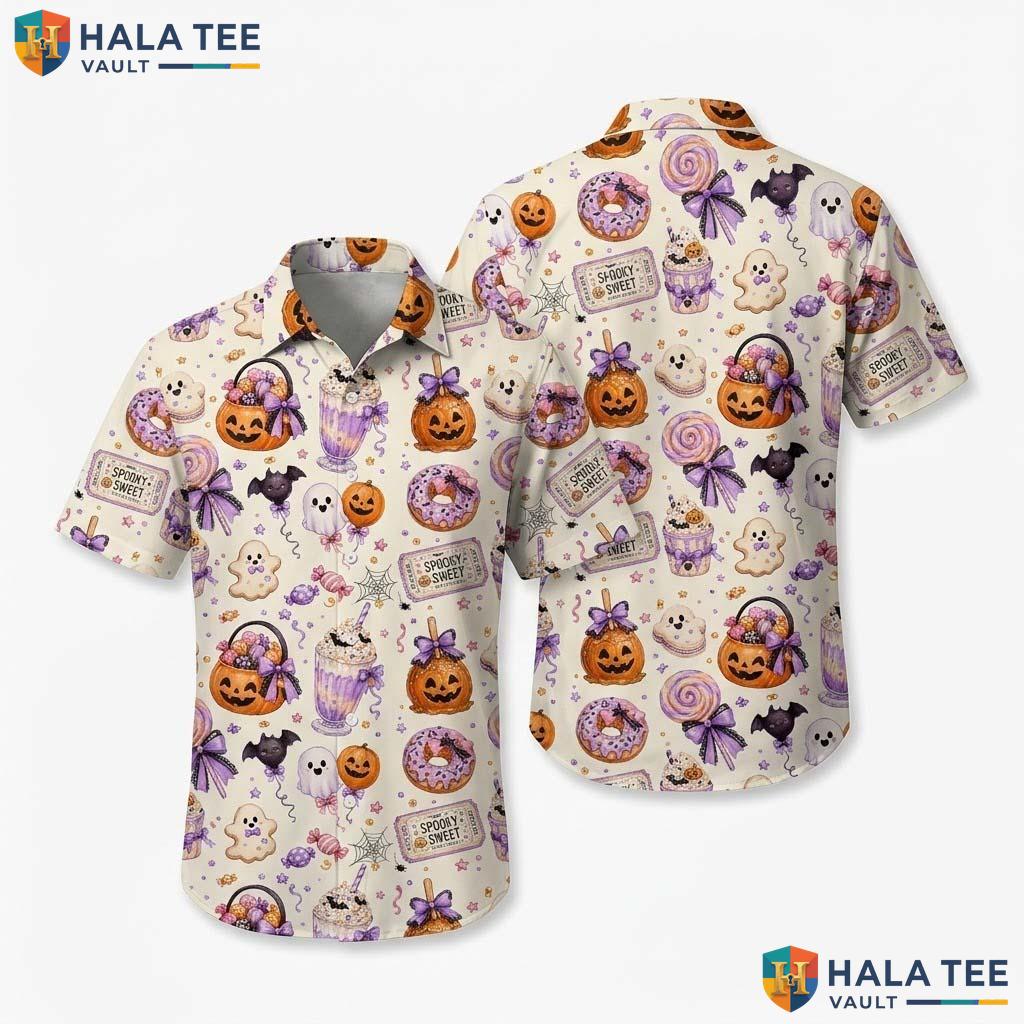 Pastel Candy Halloween Hawaiian Shirt Pumpkin Sweet Spooky Aloha Top