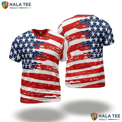 Patriotic USA Flag 3D Shirt Mens Independence Day Fourth Of July Apparel