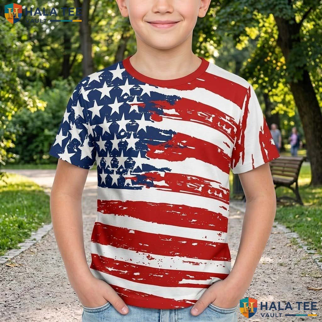 Patriotic USA Flag AOP T-Shirt Mens Independence Day Fourth Of July Apparel