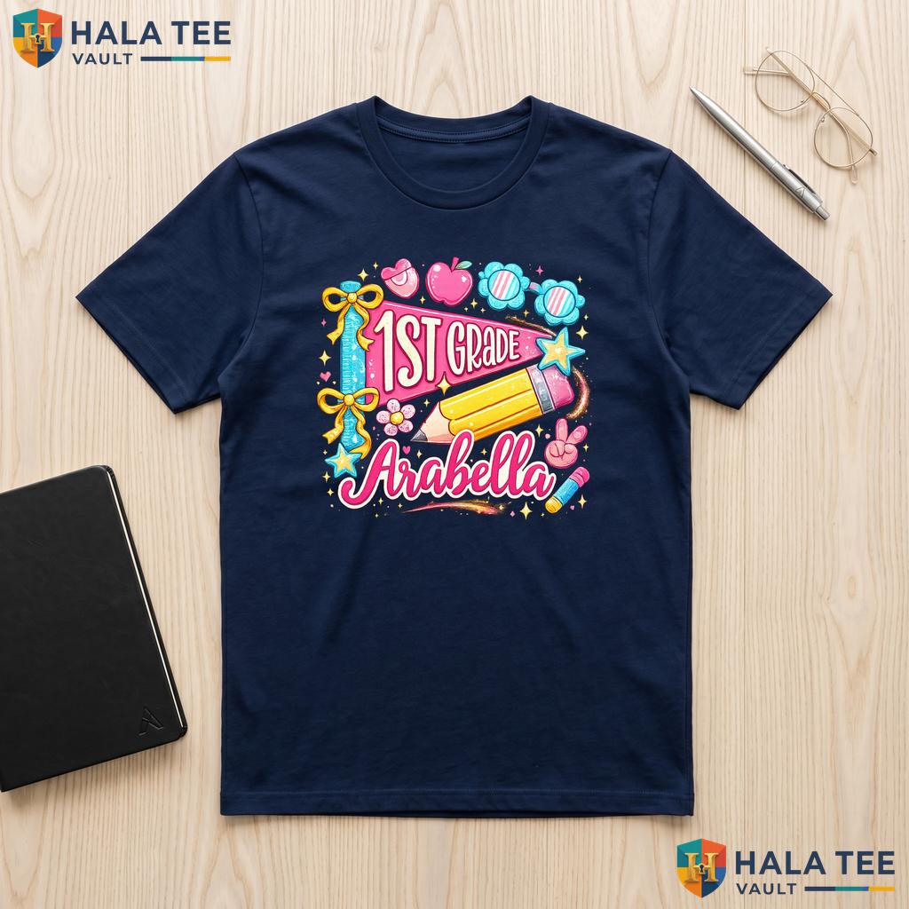 Personalized 1st Grade Pennant Shirt Custom Name First Day School Apparel