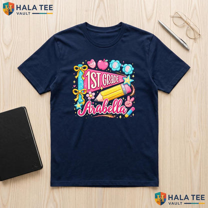 Personalized 1st Grade Pennant Shirt Custom Name First Day School Apparel