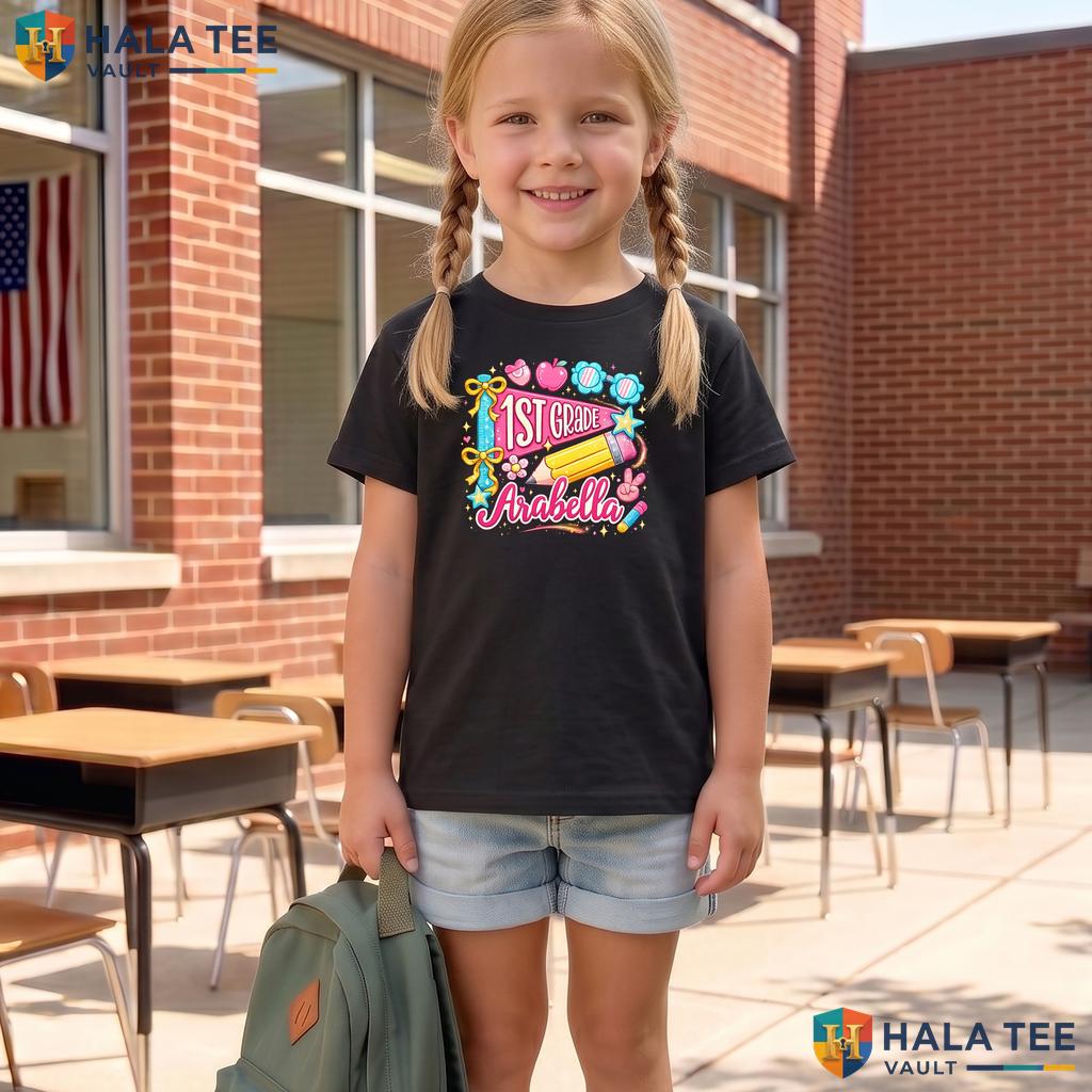 Personalized 1st Grade Pennant Shirt Custom Name First Day School Apparel Adult