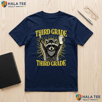 Personalized 3rd Grade Raccoon Shirt Teacher Appreciation Classroom Gear Adult