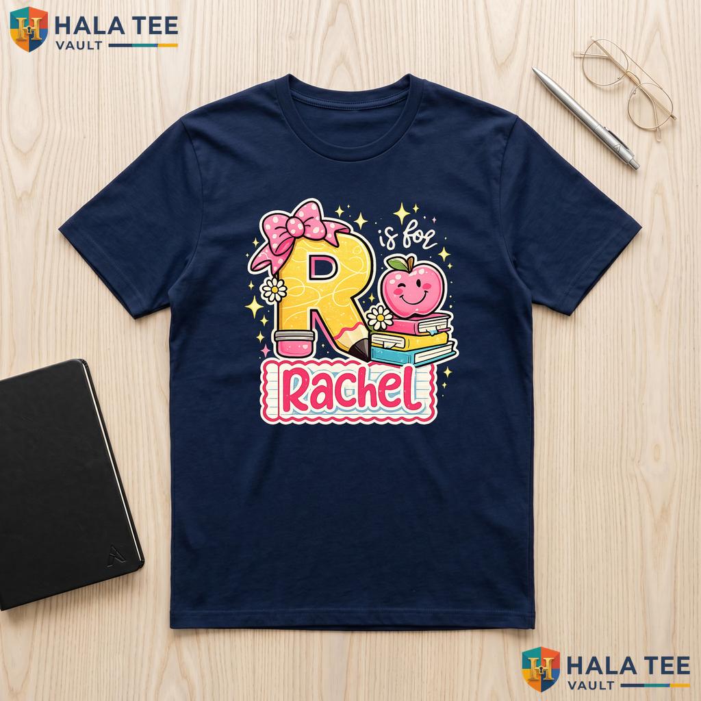 Personalized Apple Bow Student Shirt Custom Name First Day School Outfit Adult