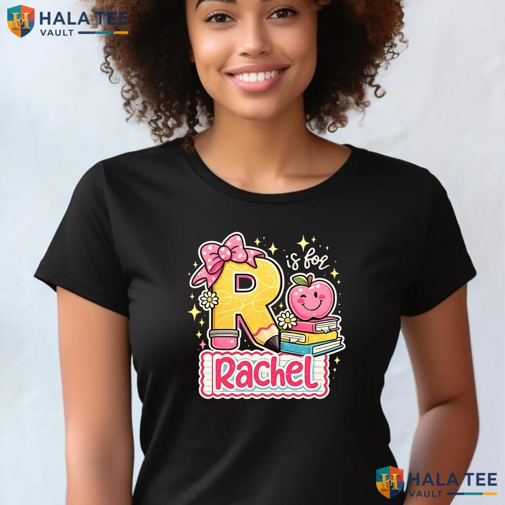 Personalized Apple Bow Student Shirt Custom Name First Day School Outfit Adult