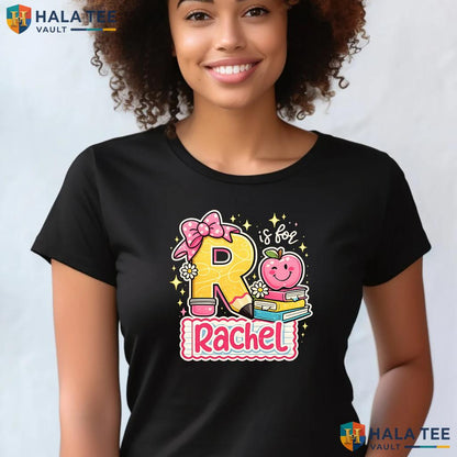 Personalized Apple Bow Student Shirt Custom Name First Day School Outfit Adult
