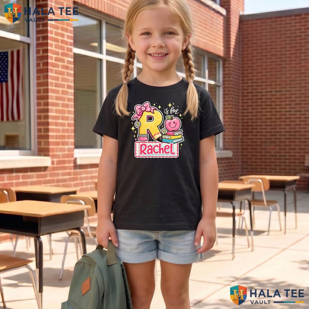 Personalized Apple Bow Student Shirt Custom Name First Day School Outfit Adult