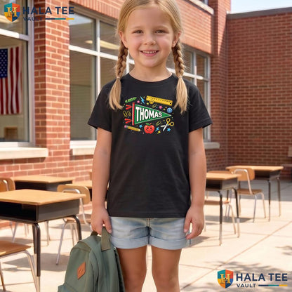 Personalized Pennant Flag Name Shirt Custom Kid First Day School Apparel Adult