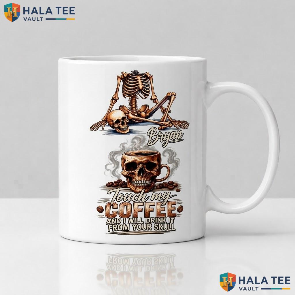 Personalized Skeleton Ceramic Mug Custom Skull Themed Halloween Cup