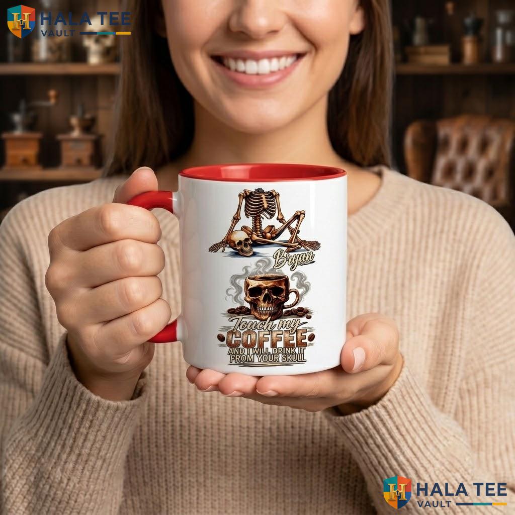 Personalized Skeleton Ceramic Mug Custom Skull Themed Halloween Camping Mug