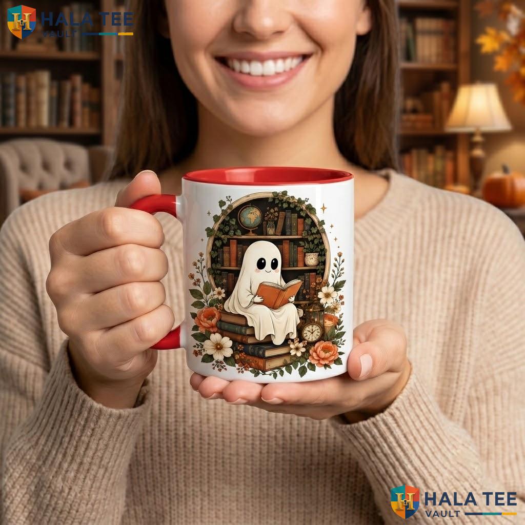 Phantom Reader Halloween Mug Spooky Librarian Book Lover Ceramic Coffee Color Changing Mug