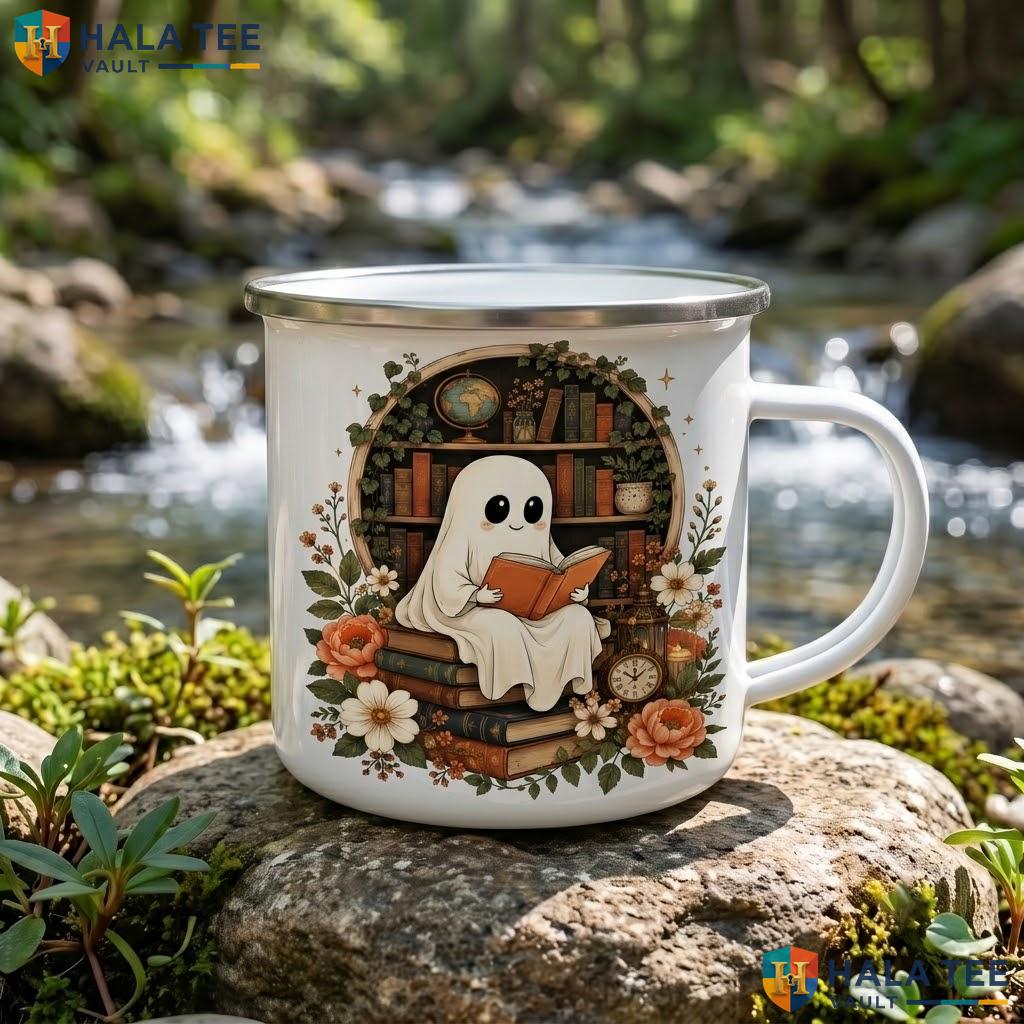 Phantom Reader Halloween Mug Spooky Librarian Book Lover Ceramic Coffee Camping Mug