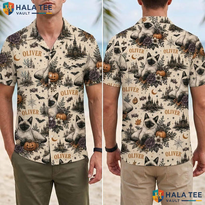Photo Pet Halloween Hawaiian Shirt Custom Floral Aloha Party Outfit Adult