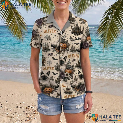Photo Pet Halloween Hawaiian Shirt Custom Floral Aloha Party Outfit Adult