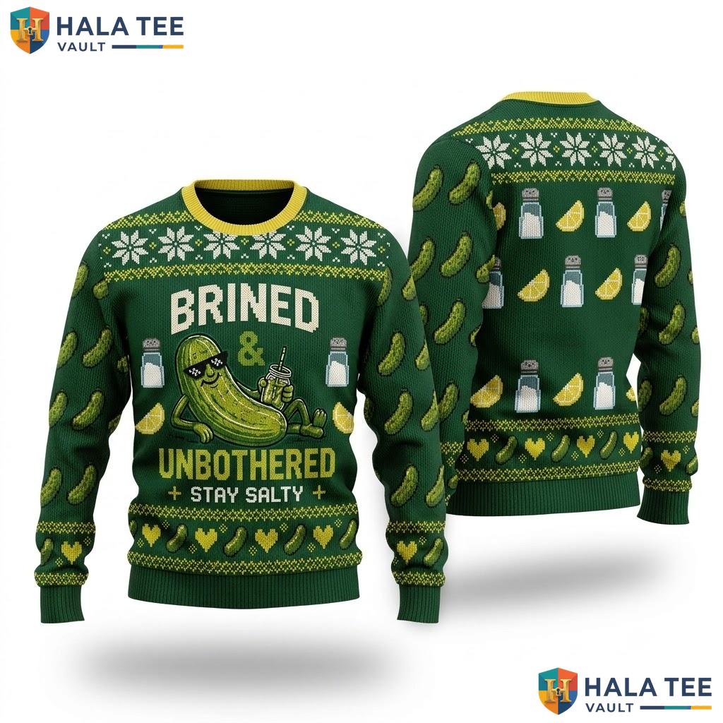 Pickle Food Pun Ugly Christmas Sweater Funny Quirky Xmas Holiday Outfit
