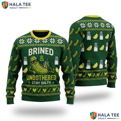 Pickle Food Pun Ugly Christmas Sweater Funny Quirky Xmas Holiday Outfit
