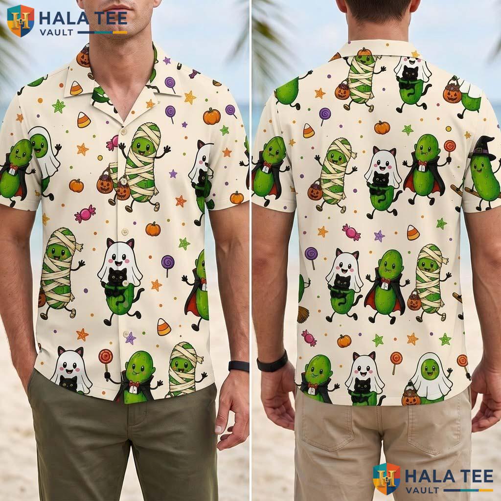 Pickle Lover Halloween Hawaiian Shirt Cute Trick Or Treat Aloha Top Adult