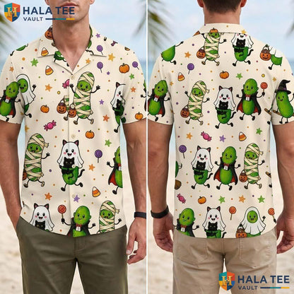 Pickle Lover Halloween Hawaiian Shirt Cute Trick Or Treat Aloha Top Adult