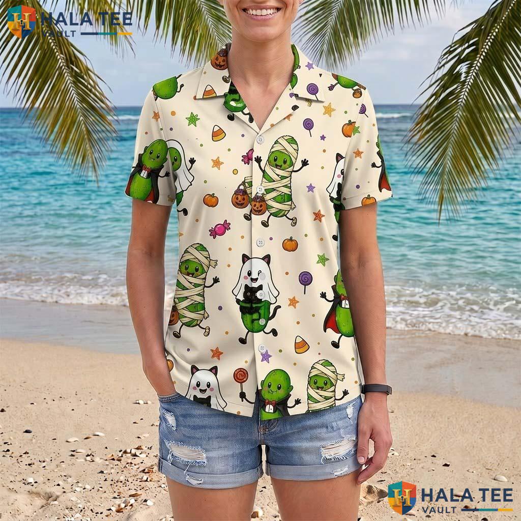 Pickle Lover Halloween Hawaiian Shirt Cute Trick Or Treat Aloha Top Adult