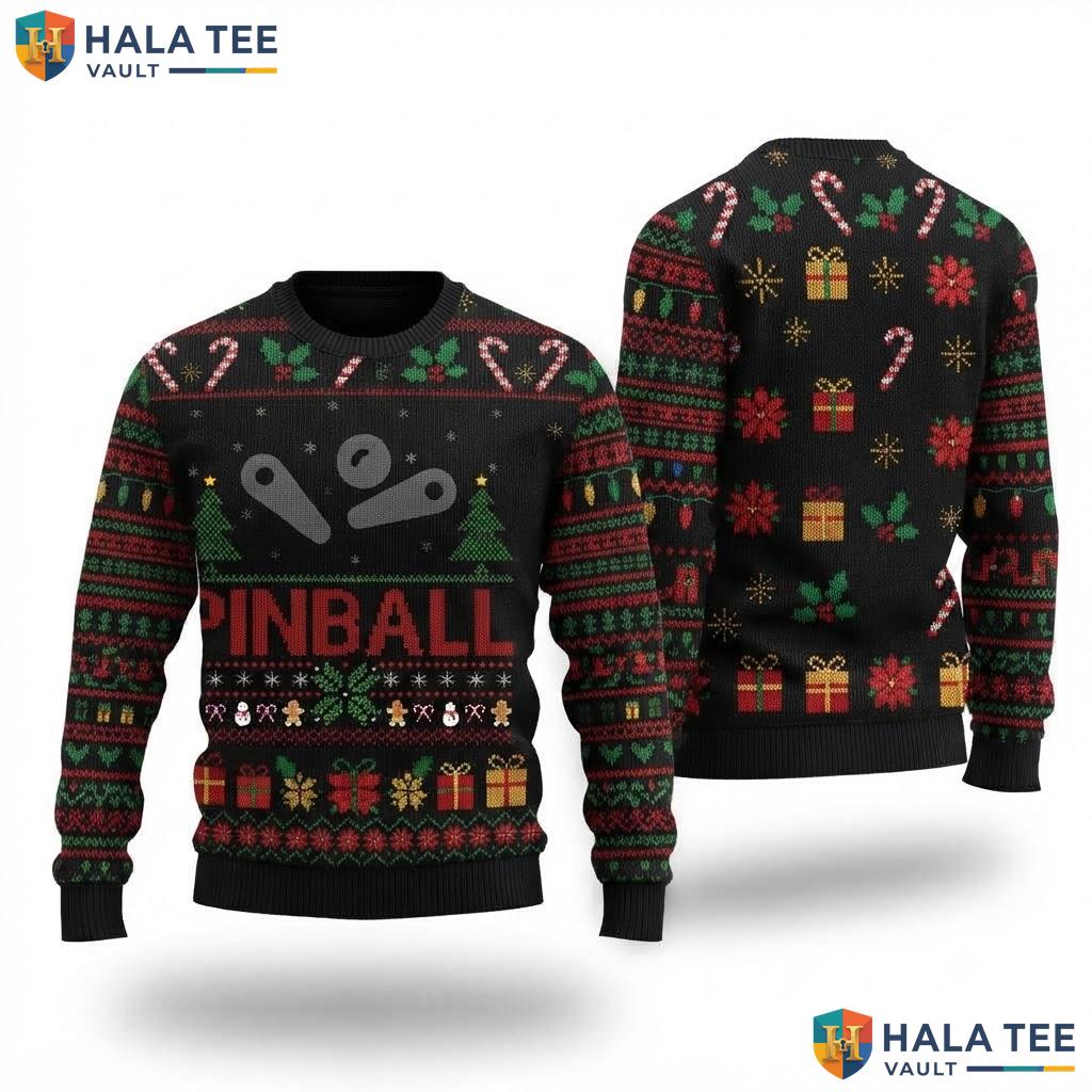 Pinball Sports Lover Christmas Sweater Funny Santa Ugly Holiday Top