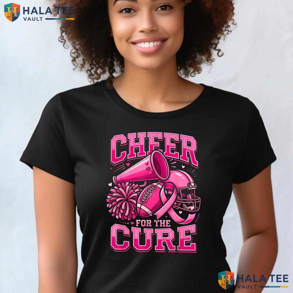 Pink Football Breast Cancer T-Shirt Cheer For The Cure Awareness