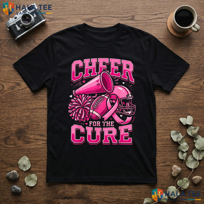 Pink Football Breast Cancer T-Shirt Cheer For The Cure Awareness Adult