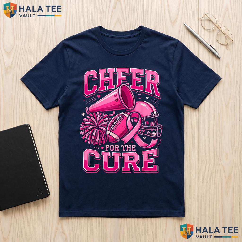 Pink Football Breast Cancer T-Shirt Cheer For The Cure Awareness Adult