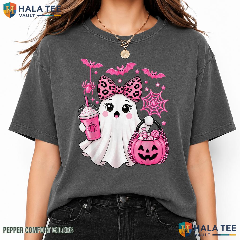 Pink Halloween Ghost Pumpkin Comfort Colors T-Shirt Spooky Women Girls