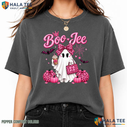 Pink Leopard Ghost Coffee Garment-Dyed T-Shirt Halloween Boo JEE