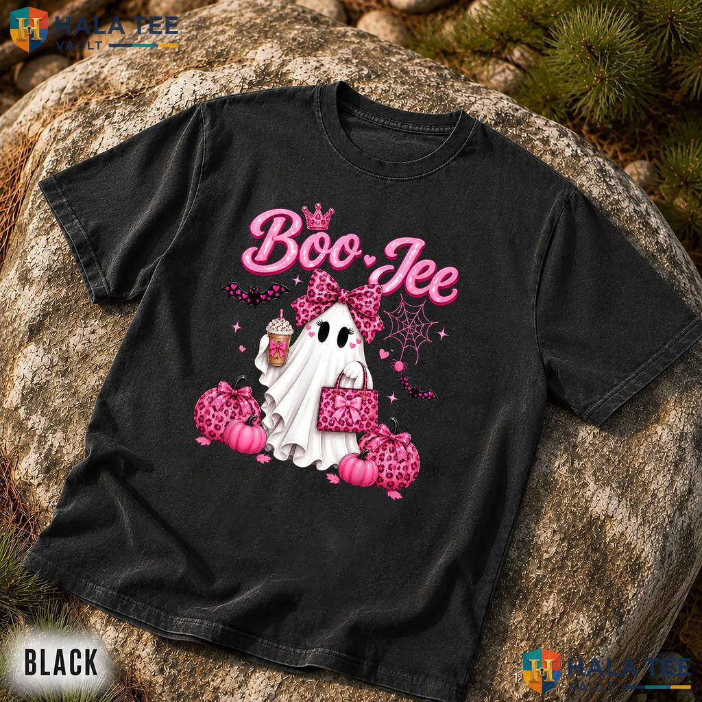 Pink Leopard Ghost Coffee Comfort Colors Shirt Halloween Boo JEE