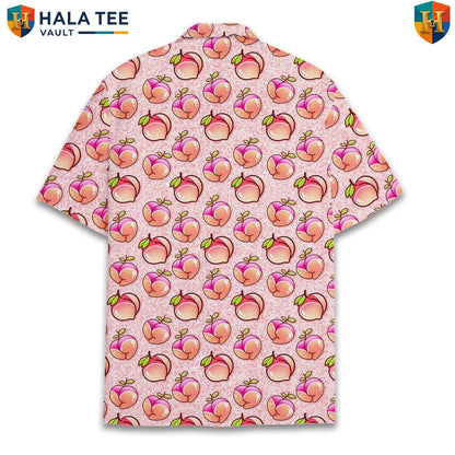 Pink Peach Tropical Shirt Mens Short Sleeve Button Down Casual Beachwear