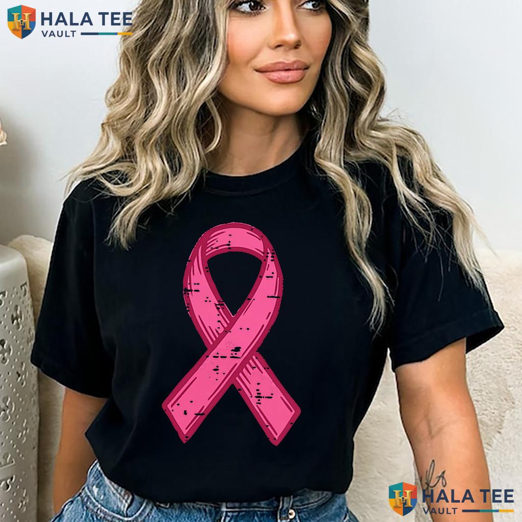 Pink Ribbon Pocket Awareness TShirt Breast Cancer Mens Womens Kids Adult