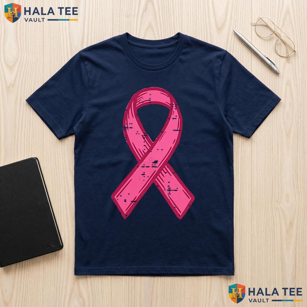 Pink Ribbon Pocket Awareness TShirt Breast Cancer Mens Womens Kids Adult