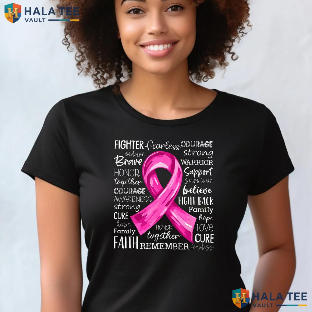 Pink Ribbon Warrior Fight T-Shirt Breast Cancer Awareness Support