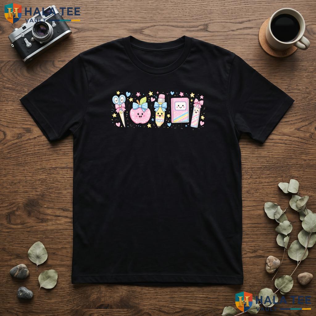Pink School Doodle Teacher Shirt Be Kind Elementary Teacher Graphic Top