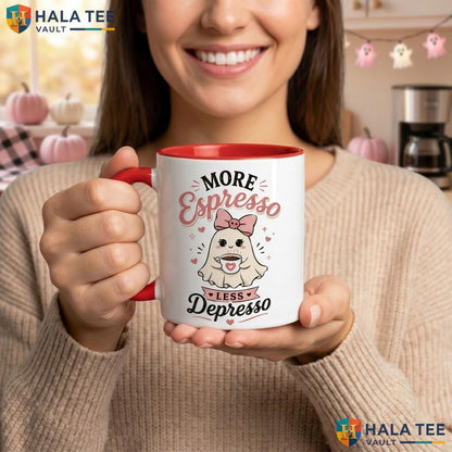Pink Sleepy Ghost Halloween Camping Mug Funny Mornings Are A Boo Ceramic Coffee Mug