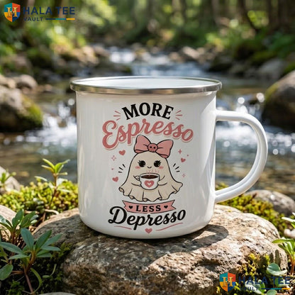 Pink Sleepy Ghost Halloween Accent Mug Funny Mornings Are A Boo Ceramic Coffee Mug