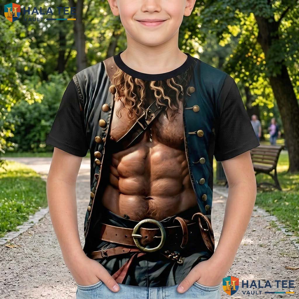 Pirate Abdominal Muscle AOP T-Shirt Mens Fake Chest Halloween Cosplay Top