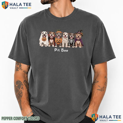 Pit Boo Ghost Pumpkin Dog Comfort Colors T-Shirt Funny Pitbull Costume